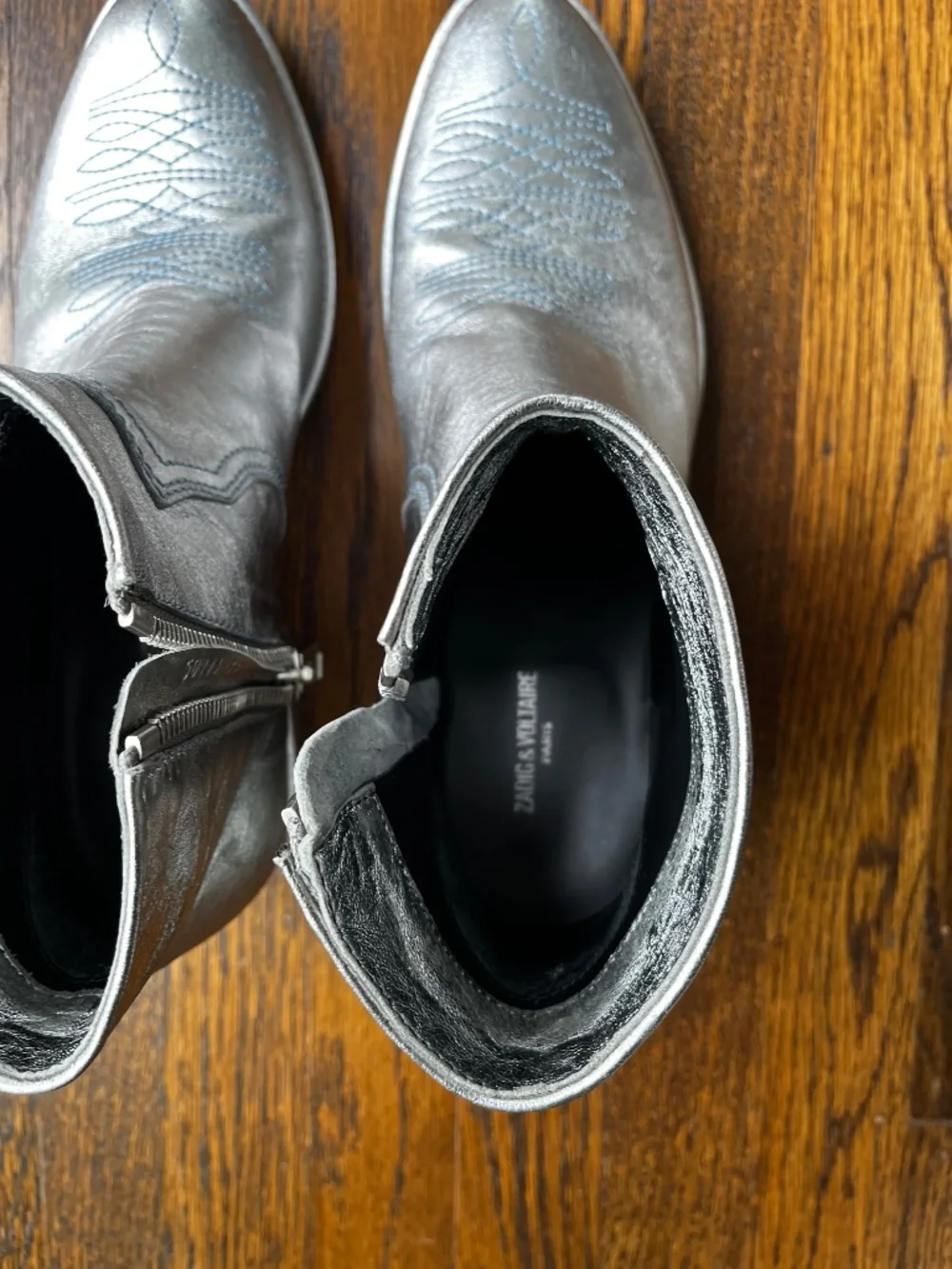 Zadig & Voltaire Paris western boots silver